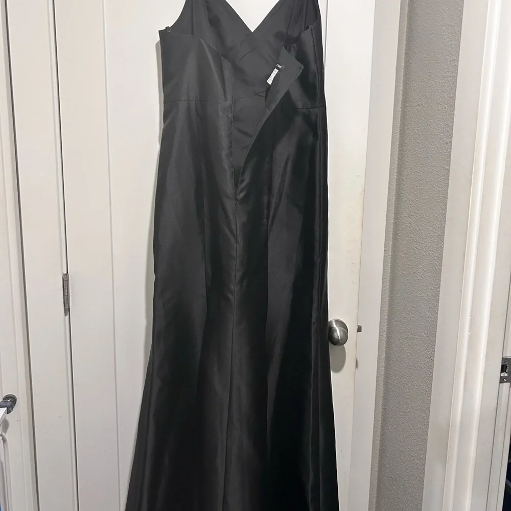 NWT ALFRED SUNG Trumpet Black Maxi Dress with Front Slit Prom Wedding Gala - Picture 4 of 8